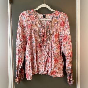 Boho Pink Floral Blouse
